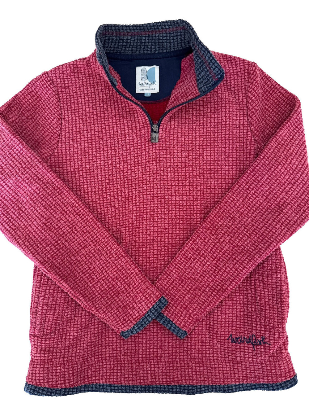 Weird Fish Women's 1/4 Zip Long Sleeve Pullover Size 12 Red